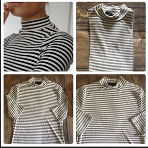 Banana Republic striped mock neck